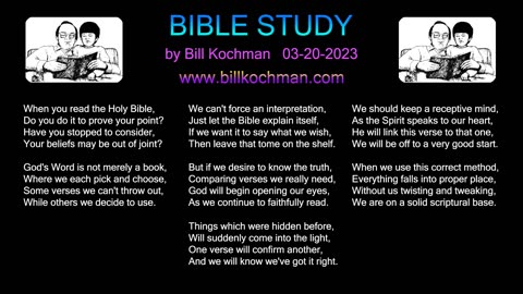 BIBLE STUDY -- an original song by Bill Kochman.