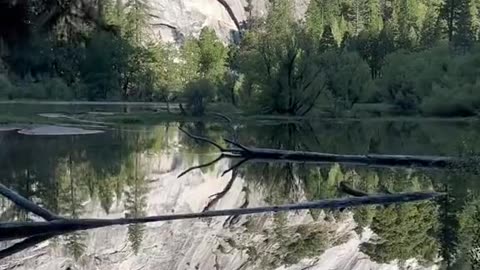 Mirror lake in Yosemite (California) is super smooth