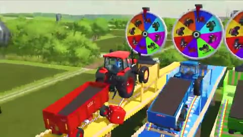 MINI & BIG POLICE TRACTOR & TRAILER vs PORTAL TRAP! CANOLA TRANSPORTING - PARKOUR COLORS!