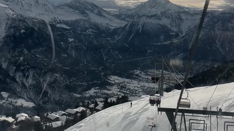 Dirty Snow Art On Swiss Ski Hill