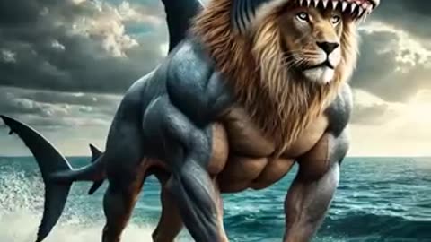 Unleashing the Ultimate Predator: Hybrid AI Lion-Shark 🦁🦈 | #AI #Shorts #HybridPower