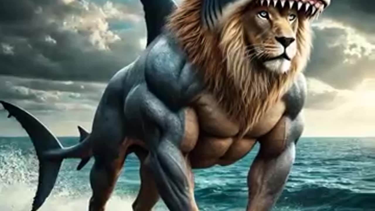 Unleashing the Ultimate Predator: Hybrid AI Lion-Shark 🦁🦈 | #AI #Shorts #HybridPower