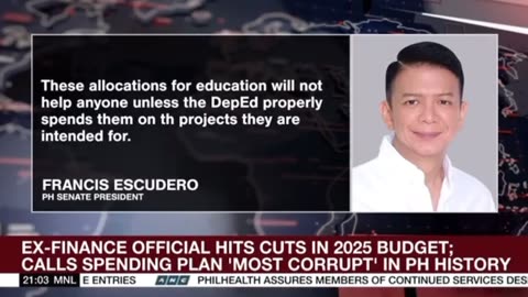 Ex-finance calls spending plan for 2025 'most corrupt' in PH history | ANC.