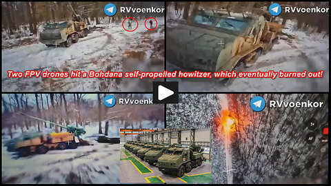 Sumy region: Russian wired FPV drones burn Ukrainian 2S22 Bohdana