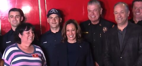 Former VP harris visits firehouse in Altadena Cali. January 20, 2025