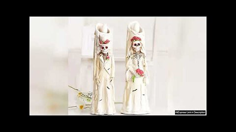 2022 Skull Candle Led Light Spooky Skeleton Bride and Groom Wedding Couple Review