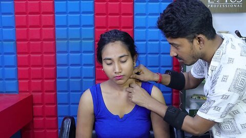 Skin Cracking _ Hair Cracking _ Neck Crack _ Girl Received Extreme Satisfaction _ Head Massage ASMR