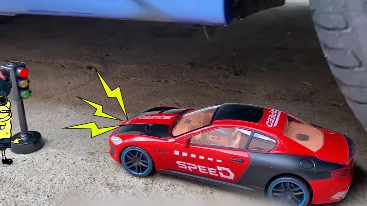 HELP!!😱SpongeBob Police👮‍♀️ vs SPEED RED CAR🚗CRUSHING Crunchy & Soft Things!💥 #viral #funny #weird