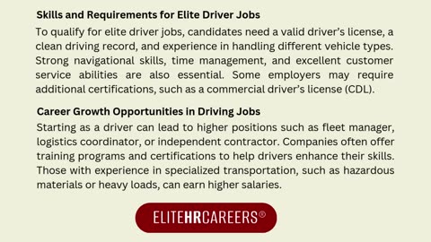 Exploring Elite Driver Jobs: A Promising Career Opportunity