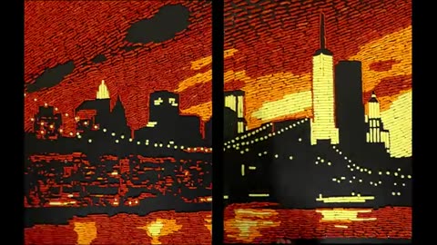 Cheetos Mosaic Art : New York : Brooklyn Bridge and Manhattan Skyline