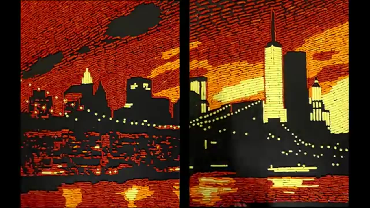 Cheetos Mosaic Art : New York : Brooklyn Bridge and Manhattan Skyline