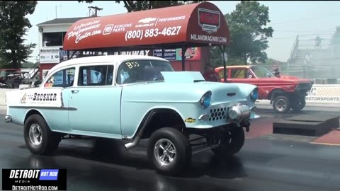 55 Chevy vs Ford Falcon Gassers racing