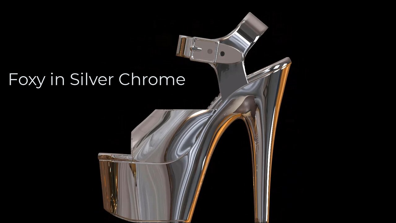 Linda Platform Sandal Shoes Before and After Painted in Silver Chrome on Turntable | 3D Printed Mini