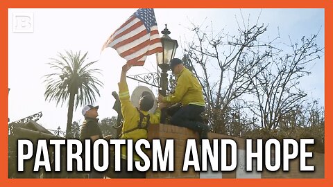 Firefighters Jump In, Help Business Owner Put Up the American Flag After Pacific Palisades Fires