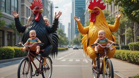 Laughing Kids Riding with Roosters—Too Cute! 🐓❤️😂