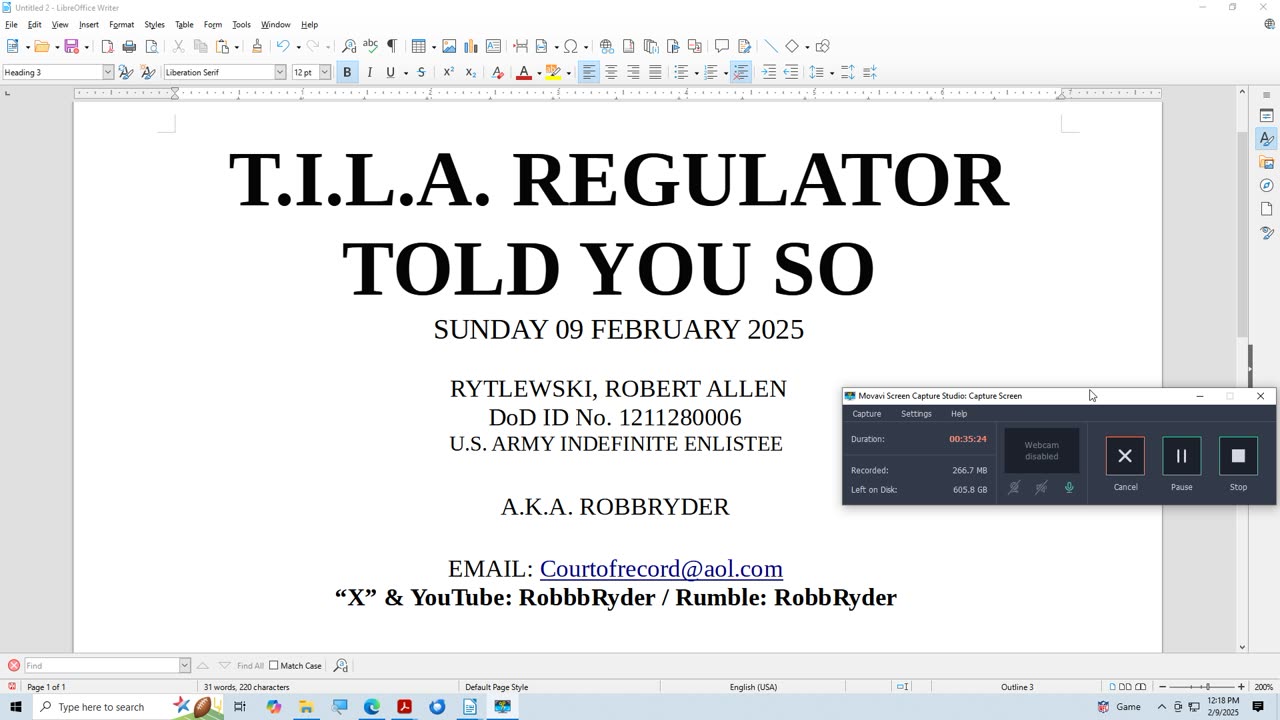 T. I. L. A. REGULATOR -- TOLD YOU SO