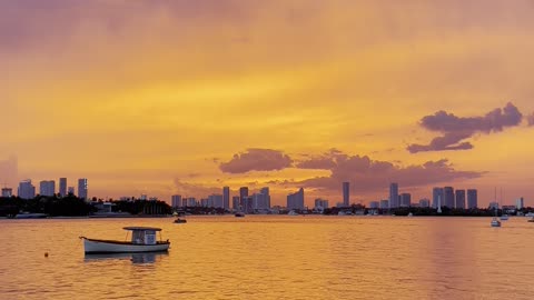Miami Epic Sunset: Vibrant Skies and Serene Waters