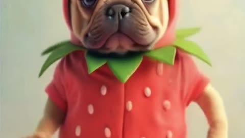 Dog In Strawberry Costume Dancing