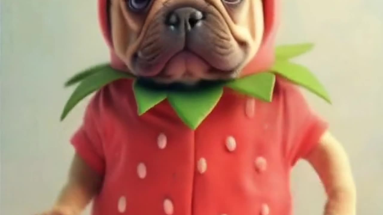 Dog In Strawberry Costume Dancing