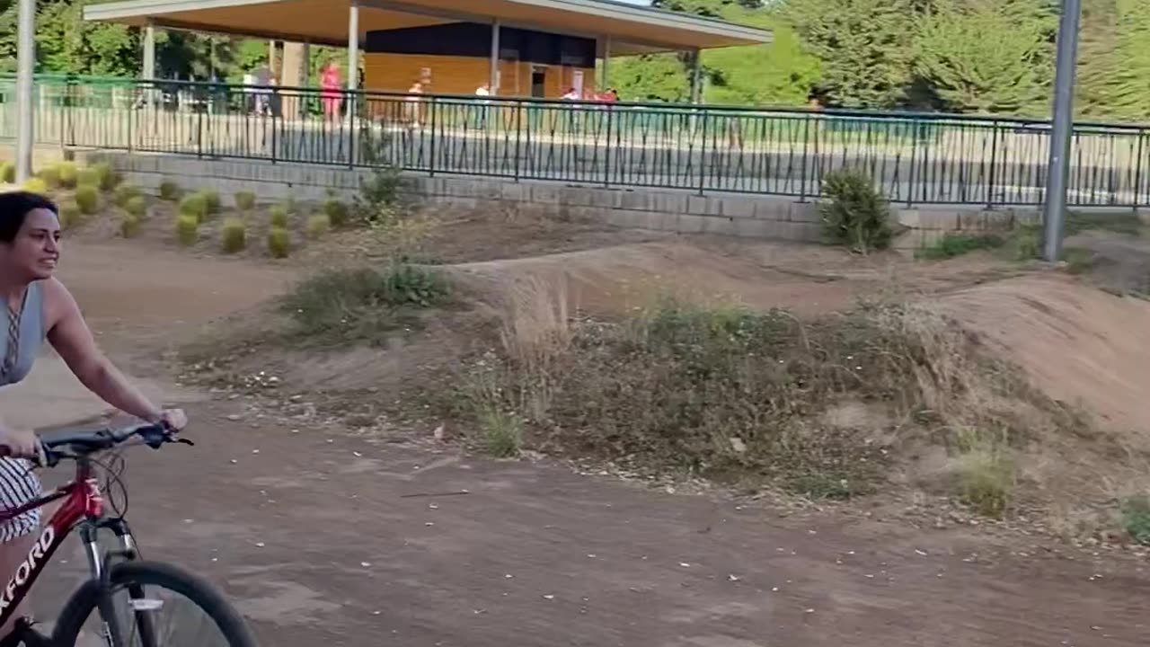 Girl Wipes Out on BMX Course