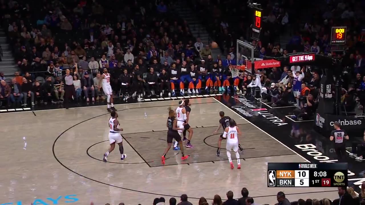 Goosebumps! Bridges connects from deep on his return to Brooklyn! #NYKvsBKN