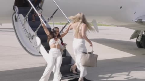 Influencer Trips and Falls Disembarking Private Jet