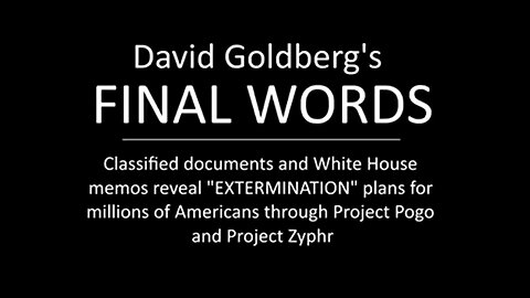 David Goldberg Speaks Out on Zionist Plans