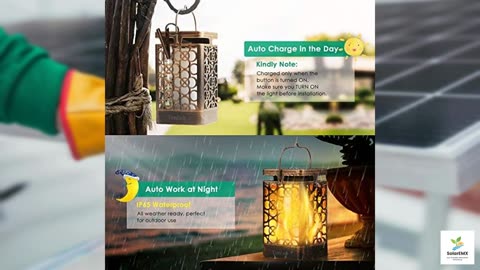 TomCare Solar Lights Upgraded Solar Lantern Flickering Flame