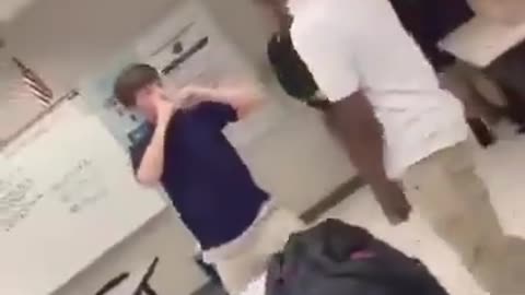 Black kid knocks out little white kid