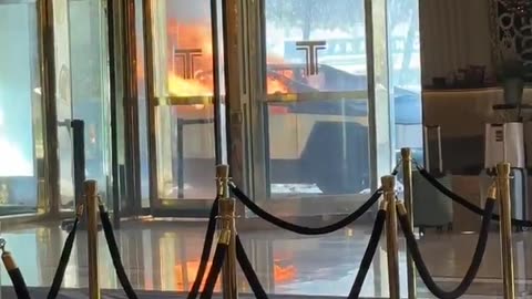 Tesla Cybertruck catches fire near front entrance of Trump Tower in Las Vegas