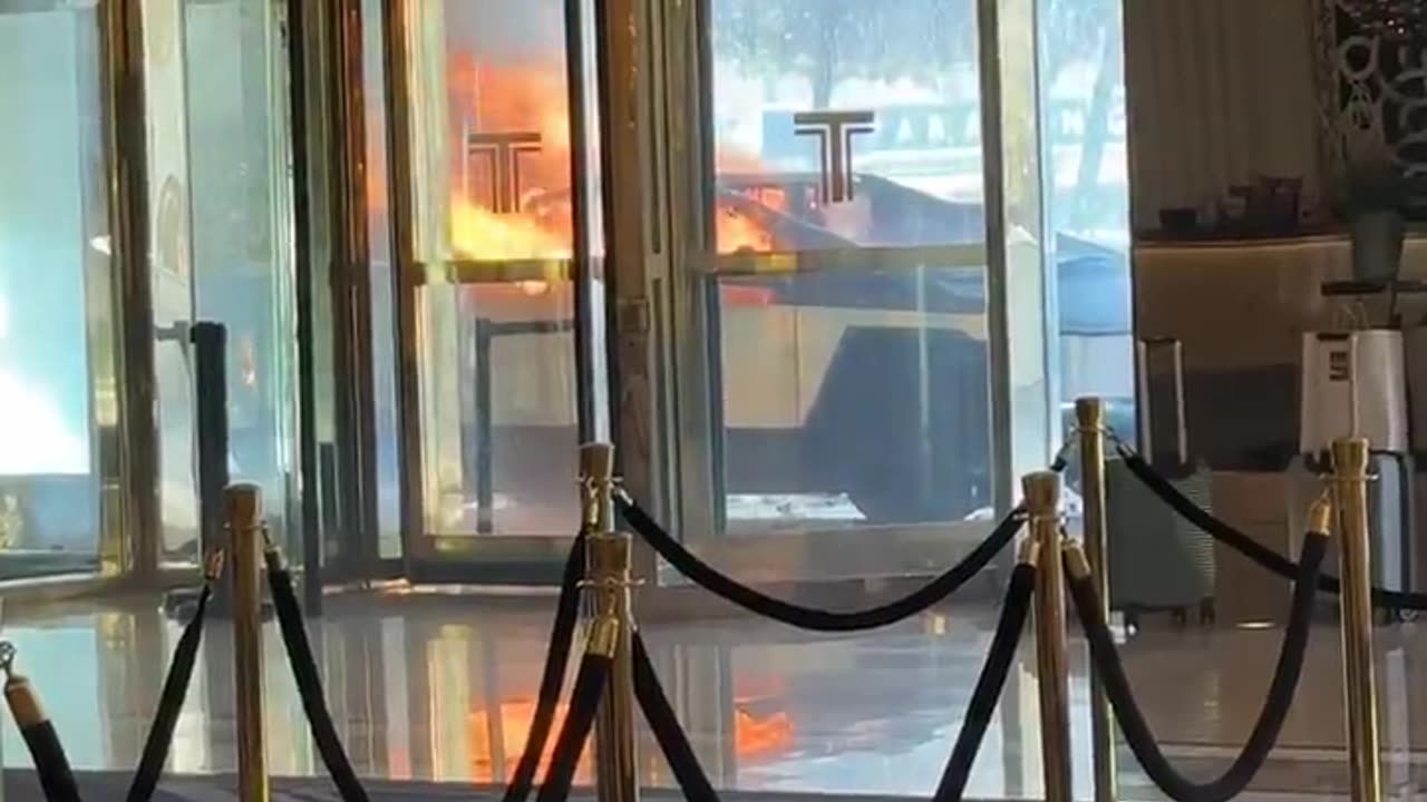 Tesla Cybertruck catches fire near front entrance of Trump Tower in Las Vegas