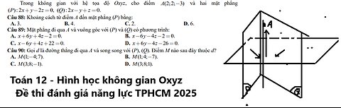 Đánh giá năng lực TPHCM 2025: Trong không gian với hệ tọa độ Oxyz, cho điểm A