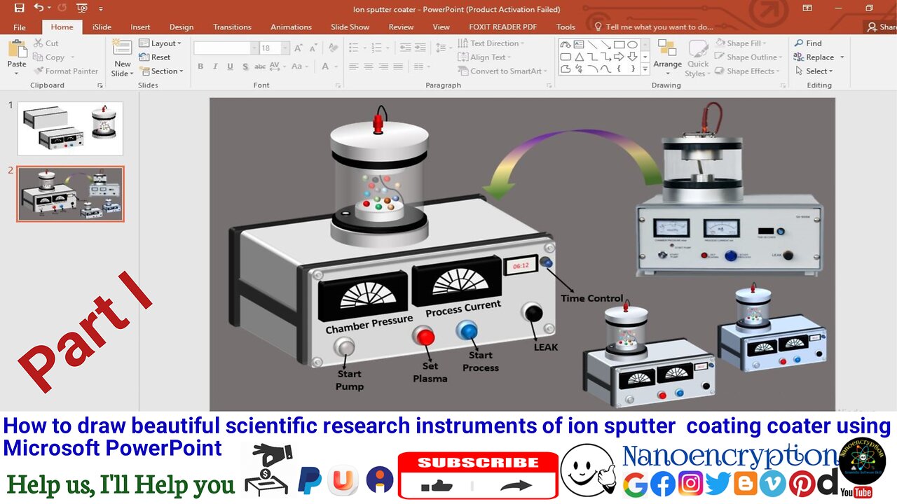 Part I: How to draw instruments of ion sputter coating coater using Microsoft PowerPoint