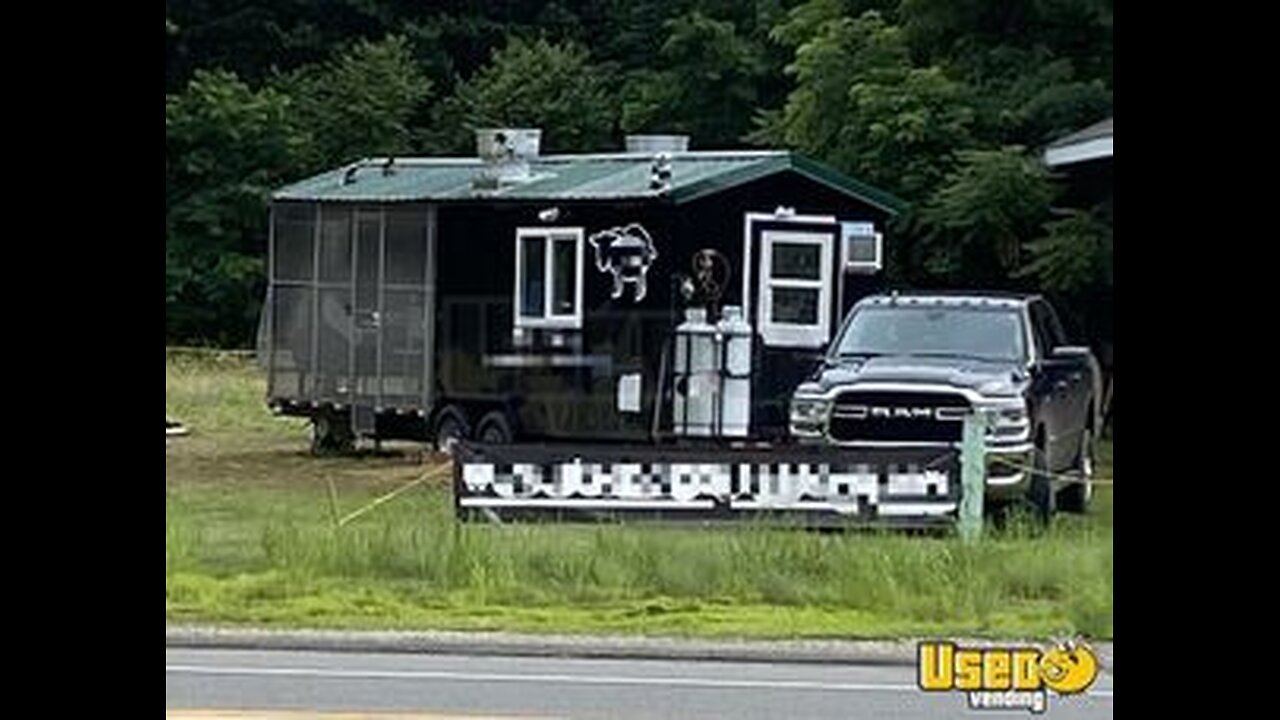 2012 8.5' x 15' Barbecue Kitchen Food Concession Trailer w/ 13' Porch & Bathroom