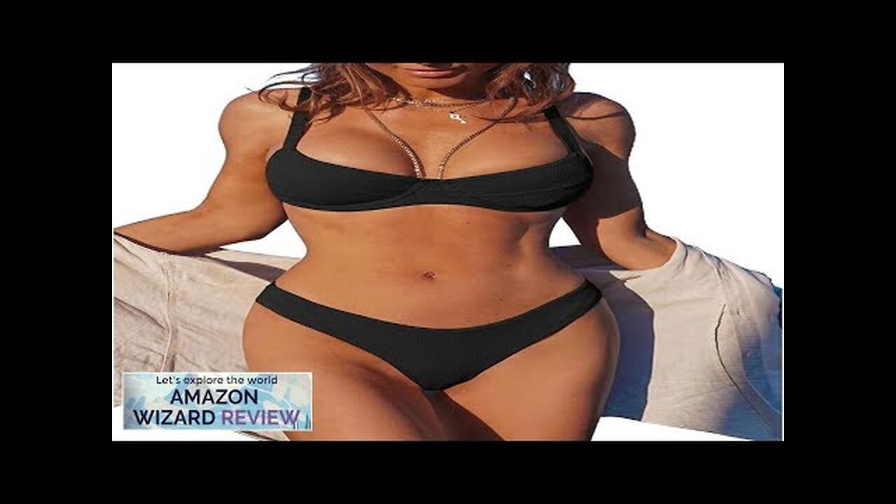 ZAFUL Women's Ribbed Underwire Bikini Set High Cut V Notch Smocked Swimwear Review