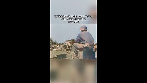 US Soldiers Guards German POWs With Their Own MG42