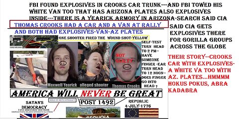 J13-THOMAS CROOKS HAS 2 VEHICLES AT TRUMP RALLY, BOTH HAVE EXPLOSIVES