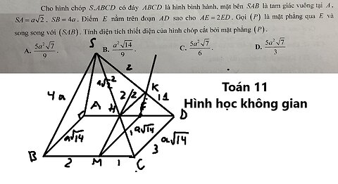 Toán 11: Cho hình chóp S.ABCD có đáy ABCD là hình bình hành, mặt bên SAB là tam giác vuông tại A