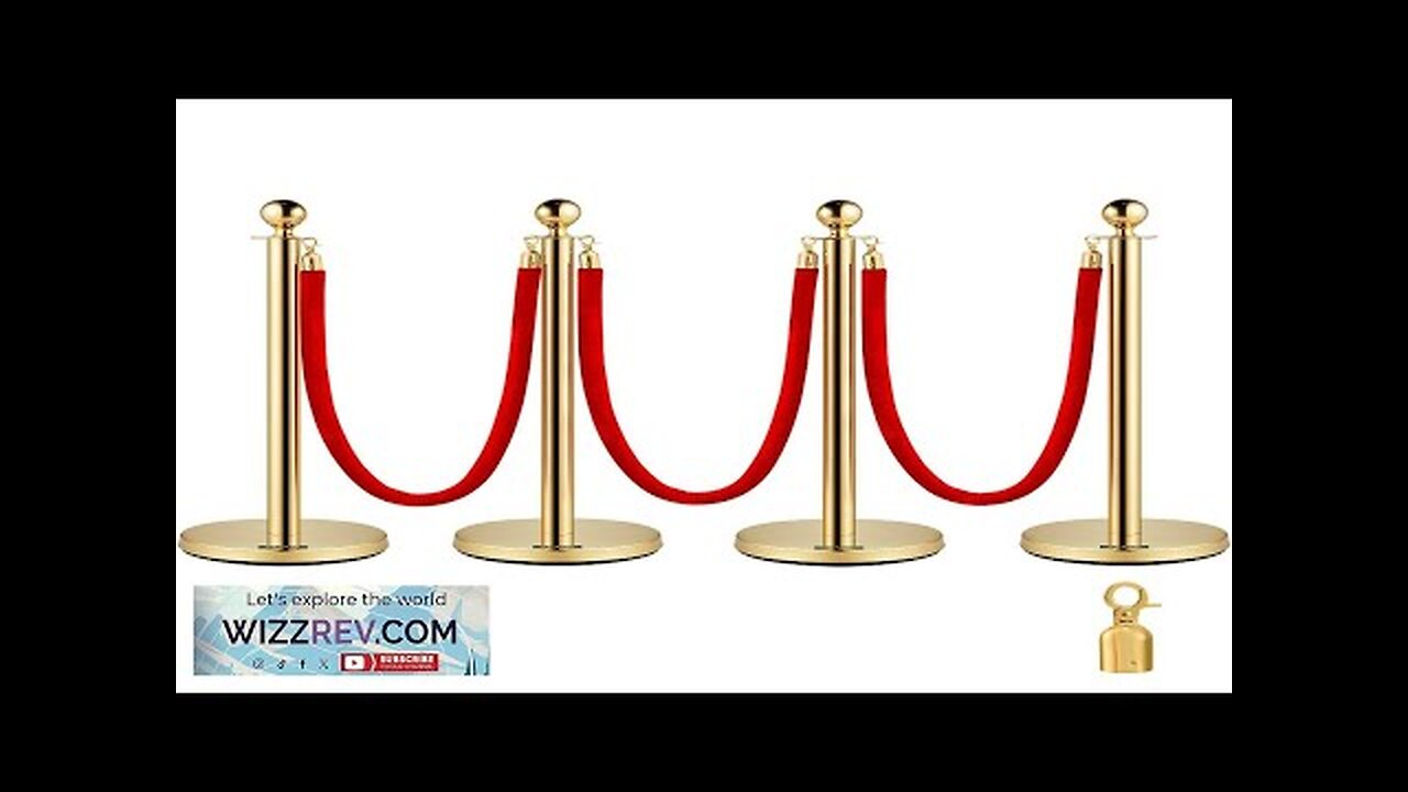 VEVOR 4PCS Gold Stanchion Posts Queue 38 Inch Red Velvet Rope Crowd Review