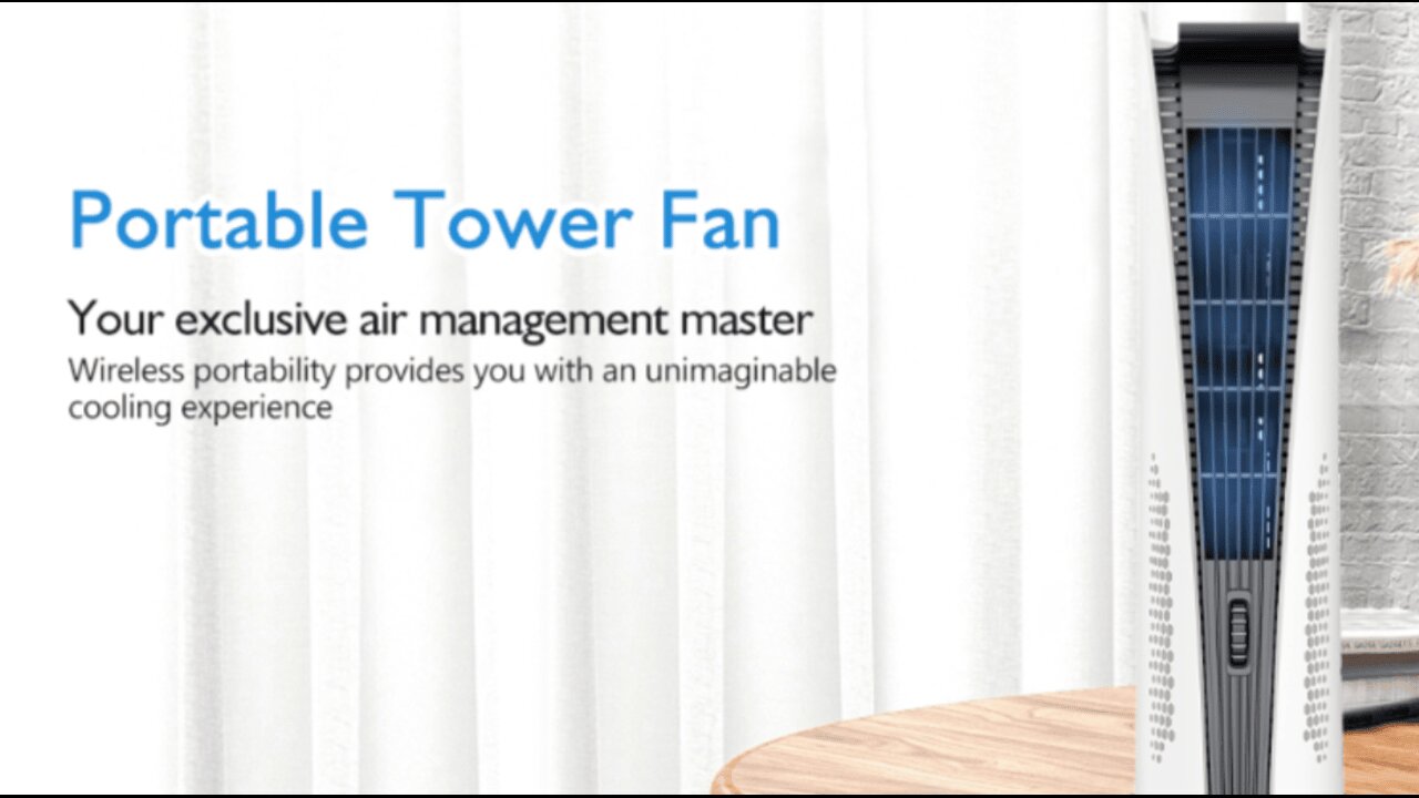 Tower Fan for Bedroom,Quiet Floor Fan,90° Oscillating Bladeless Fan,Portable Fan with 3 Speeds