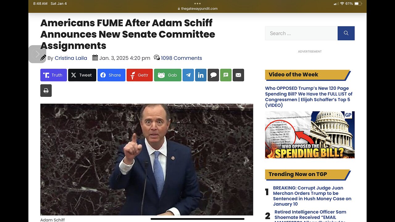 Americans FUME After Adam Schiff Announces New Senate Committee Assignments