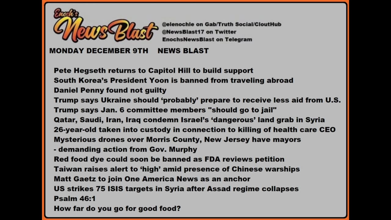 Monday December 9, 2024 News Blast