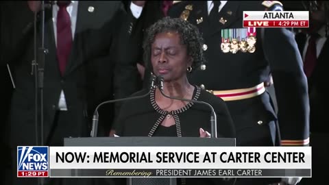 Former President Carter’s friend offers a prayer during funeral service