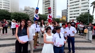 Peruvian LGBTQ couples demand marriage rights in symbolic wedding