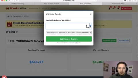 $1,363.86 In WarriorPlus Earnings With New Marketing System - Withdraw #1