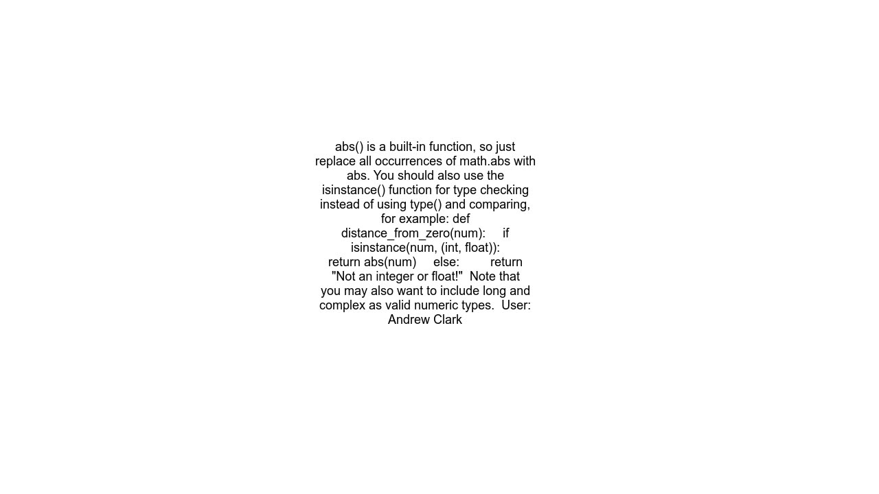 Python math module doesn't have abs