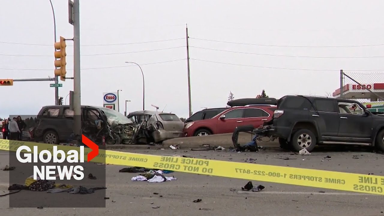 Calgary crash: 9-year-old girl dead after robbery suspect sets off massive Boxing Day collision