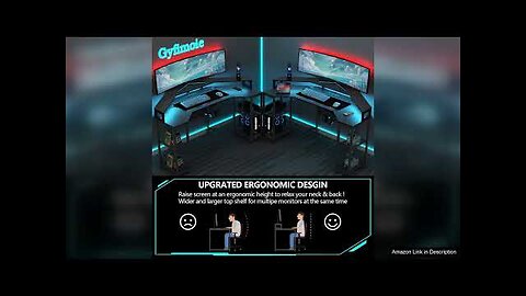 Computer Desk with Power Outlet & Led Light 63" Large Wing-Shaped Gaming Review