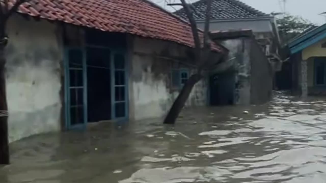 The embankment holding back sea water broke, causing flooding