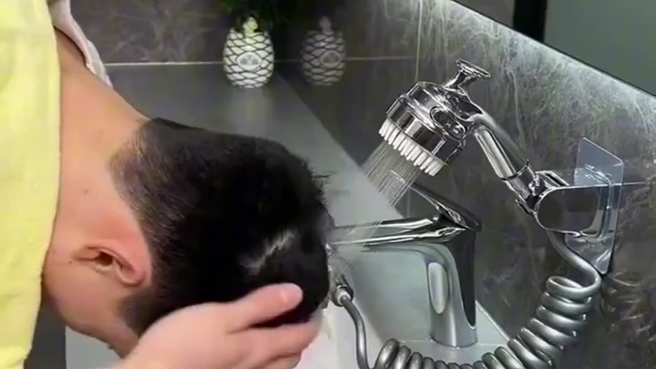 Wash face and hair at the same time